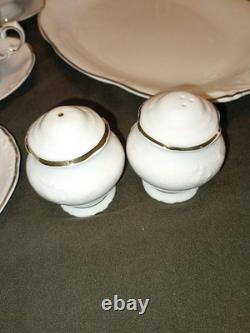 55 Pc. Royal Kent Gold Trim Embossed Dinnerware Set. Service For 8. Beautiful
