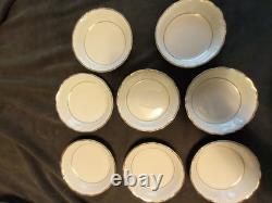 55 Pc. Royal Kent Gold Trim Embossed Dinnerware Set. Service For 8. Beautiful