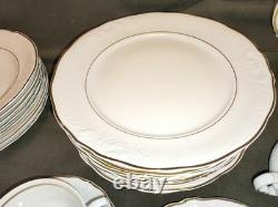 55 Pc. Royal Kent Gold Trim Embossed Dinnerware Set. Service For 8. Beautiful