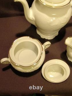 55 Pc. Royal Kent Gold Trim Embossed Dinnerware Set. Service For 8. Beautiful