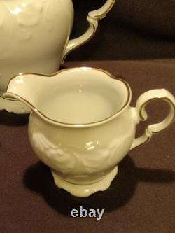 55 Pc. Royal Kent Gold Trim Embossed Dinnerware Set. Service For 8. Beautiful