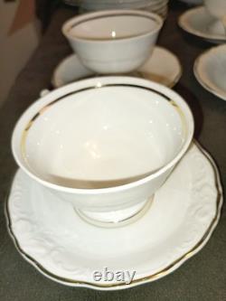 55 Pc. Royal Kent Gold Trim Embossed Dinnerware Set. Service For 8. Beautiful