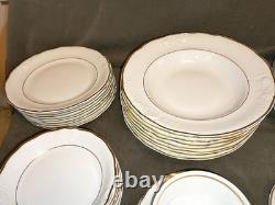 55 Pc. Royal Kent Gold Trim Embossed Dinnerware Set. Service For 8. Beautiful