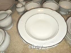 55 Pc. Royal Kent Gold Trim Embossed Dinnerware Set. Service For 8. Beautiful