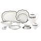 57 Pcs Bone China Dinnerware Set Used for 8, Wavy Black-Gold Mix and Match-Fiona