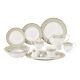 57 Pcs Porcelain Dinnerware Set Service for 8 People Gold with Silver Accent