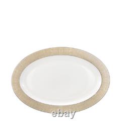 57 Piece Euro Porcelain Gold Band Fine Bone China Dinner Dish Set for 8 White