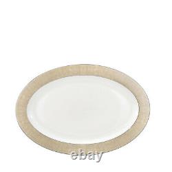 57 Piece Euro Porcelain Gold Band Fine Bone China Dinner Dish Set for 8 White
