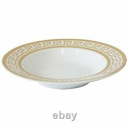 57 Piece Euro Porcelain Gold Greek Key Fine China Dinner Dish Set for 8 White