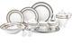 57 Piece Euro Porcelain Greek Key Fine Bone China Dinner Dish Set for 8 White
