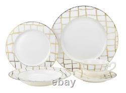 57 Piece Euro Porcelain Luxe Bone China Dinner Serving Dish Set for 8 White