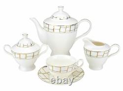 57 Piece Euro Porcelain Luxe Bone China Dinner Serving Dish Set for 8 White