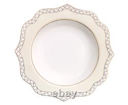 57 Pieces Bone China Dinnerware Set Service for 8 Wavy Gold Mix and Match