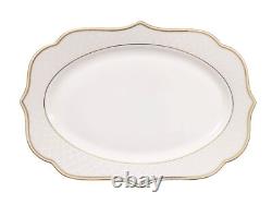 57 Pieces Bone China Dinnerware Set Service for 8 Wavy Gold Mix and Match