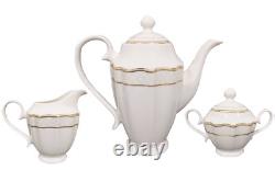 57 Pieces Bone China Dinnerware Set Service for 8 Wavy Gold Mix and Match