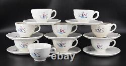 58-Piece VTG Faienceries Continental Riviera Swan Dinnerware Set Ceranord France