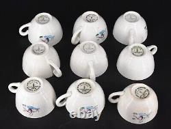 58-Piece VTG Faienceries Continental Riviera Swan Dinnerware Set Ceranord France