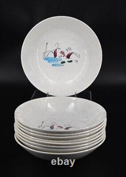 58-Piece VTG Faienceries Continental Riviera Swan Dinnerware Set Ceranord France