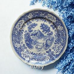 6 Mismatched Blue & White Plates Vintage Transferware Dinnerware Set