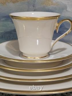 (6 Place Setting) LENOX ETERNAL 5 Pc DINNER SET IVORY & GOLD RIM CHINA