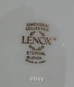 (6 Place Setting) LENOX ETERNAL 5 Pc DINNER SET IVORY & GOLD RIM CHINA