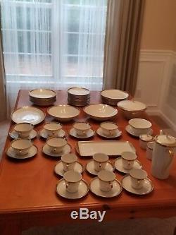 60 pc Vintage Eschenbach Bavarian Dinnerware and Coffee Set in White and Gold