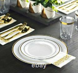 600 Piece Gold Plastic Dinnerware Set 100 Guests Plates Cutlery Cups Bpa Free