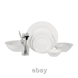 62-Piece White Round Dinnerware Set for 6 Elegant Table Service, Dishwasher Sa