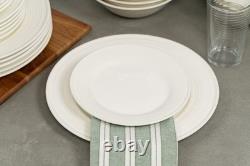 62-Piece White Round Dinnerware Set for 6 Elegant Table Service, Dishwasher Sa