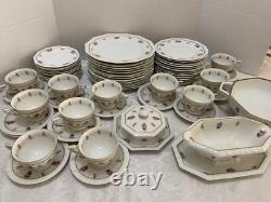 62pc Rosenthal MARIA FLORAL RIM #2167 DINNERWARE Roses 12 Place Sets ++Vintage