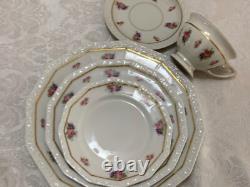 62pc Rosenthal MARIA FLORAL RIM #2167 DINNERWARE Roses 12 Place Sets ++Vintage