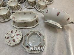 62pc Rosenthal MARIA FLORAL RIM #2167 DINNERWARE Roses 12 Place Sets ++Vintage