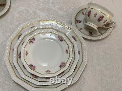 62pc Rosenthal MARIA FLORAL RIM #2167 DINNERWARE Roses 12 Place Sets ++Vintage