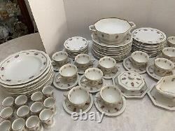 62pc Rosenthal MARIA FLORAL RIM #2167 DINNERWARE Roses 12 Place Sets ++Vintage