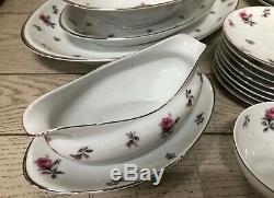 63 PCS Japan Meito Rose Chintz Service for 8 Fine China Complete Set Dinnerware