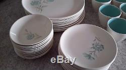 66 Piece Taylor Smith & Taylor BOUTONNIERE Ever Yours Dinnerware Set Turquoise