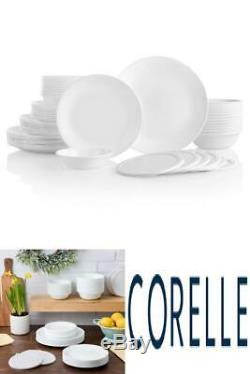 66-Piece White Dinnerware Set Corelle Livingware Winter Frost Service for 12
