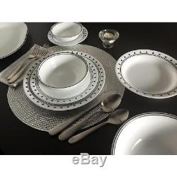 74-Piece White Dinnerware Set Glass Table Setting Dishes Break-Resistant Utensil