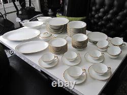 74 pc WILLIAMS SONOMA M NORITAKE GOLD BAND CHINA SERVES 12 JAPAN DINNERWARE SET