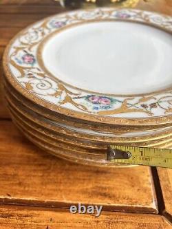 8 Epiag Pirkenhammer Gold Gilt Flower Dinner Plates Made Czechoslovakia