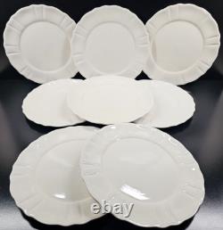 (8) JCPenney Ashley White Dinner Plates Set Scallop Dining Dinnerware Dishes Lot