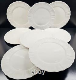 (8) JCPenney Ashley White Dinner Plates Set Scallop Dining Dinnerware Dishes Lot