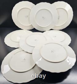 (8) JCPenney Ashley White Dinner Plates Set Scallop Dining Dinnerware Dishes Lot