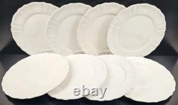 (8) JCPenney Ashley White Dinner Plates Set Scallop Dining Dinnerware Dishes Lot