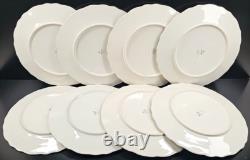(8) JCPenney Ashley White Dinner Plates Set Scallop Dining Dinnerware Dishes Lot