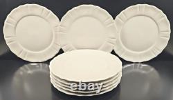 (8) JCPenney Ashley White Dinner Plates Set Scallop Dining Dinnerware Dishes Lot