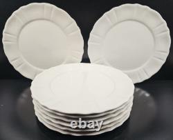 (8) JCPenney Ashley White Dinner Plates Set Scallop Dining Dinnerware Dishes Lot