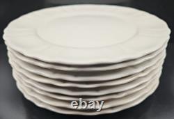 (8) JCPenney Ashley White Dinner Plates Set Scallop Dining Dinnerware Dishes Lot