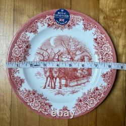 8 Pcs Royal Stafford Santa Sleigh Christmas Plate Set Red And White Dinner/Salad