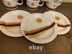 8 Piece DAY Stonehenge Midwinter 1970's Hand Painted Dinnerware Mugs & Plates